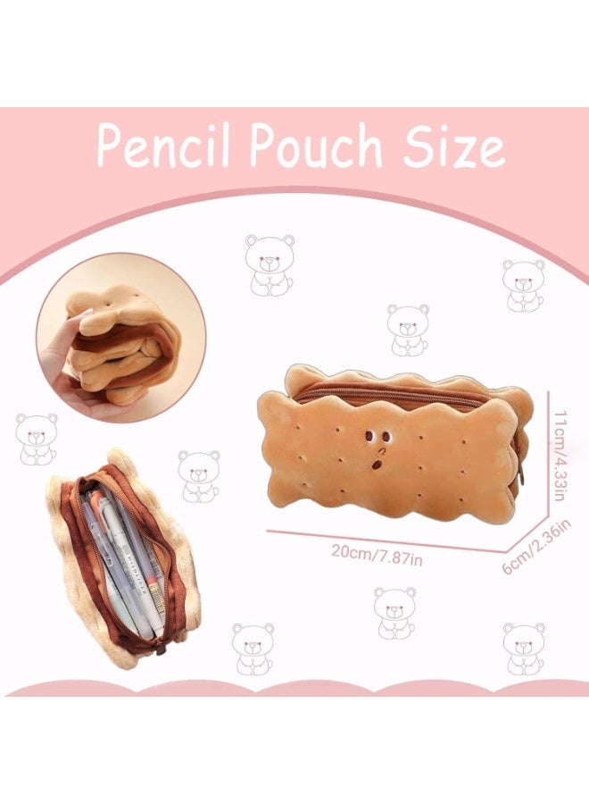 ChicAbode Cute Pencil Case for Kids, Cookies Pencil Bag, Large Capacity Pencil Pouch, Aesthetic Pencil Case Pouch, Preppy Pencil Case, for School Students, Stationery Storage Bag, Brown, Pencil Case - Image 2